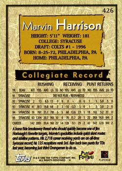 1996 Topps #426 Marvin Harrison Back