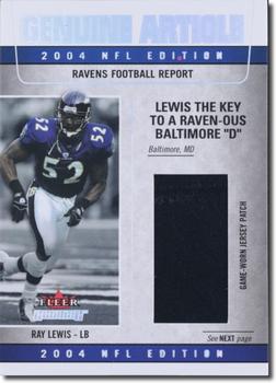 2004 Fleer Genuine - Genuine Article Patch White #GA-RL Ray Lewis Front