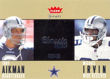 2004 Fleer Greats of the Game - Classic Combos #1 CC Troy Aikman / Michael Irvin Front