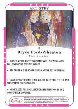 2023 SAGE Artistry - Silver #12 Bryce Ford-Wheaton Back