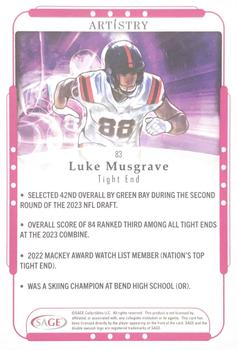 2023 SAGE Artistry - Silver #83 Luke Musgrave Back
