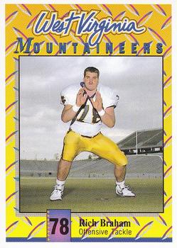 1992 West Virginia Mountaineers Program Cards #7 Rich Braham Front