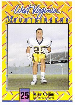 1992 West Virginia Mountaineers Program Cards #13 Mike Collins Front