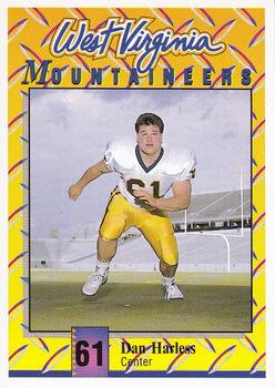 1992 West Virginia Mountaineers Program Cards #19 Dan Harless Front