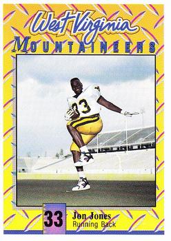 1992 West Virginia Mountaineers Program Cards #24 Jon Jones Front
