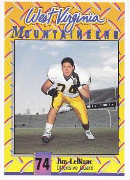 1992 West Virginia Mountaineers Program Cards #27 Jim LeBlanc Front