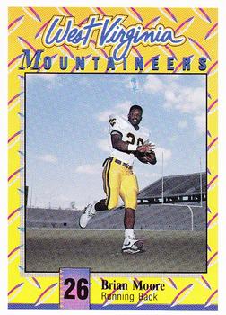 1992 West Virginia Mountaineers Program Cards #29 Brian Moore Front