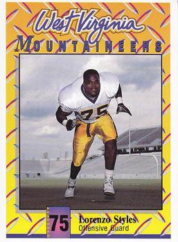1992 West Virginia Mountaineers Program Cards #42 Lorenzo Styles Front