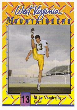 1992 West Virginia Mountaineers Program Cards #45 Mike Vanderjagt Front