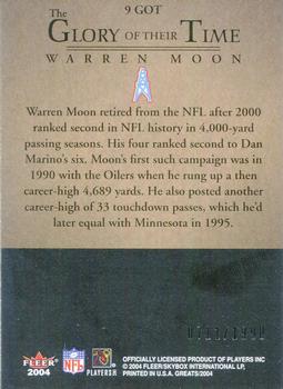 2004 Fleer Greats of the Game - Glory of Their Time #9 GOT Warren Moon Back