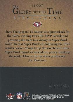 2004 Fleer Greats of the Game - Glory of Their Time #12 GOT Steve Young Back