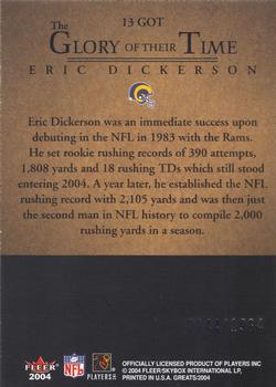2004 Fleer Greats of the Game - Glory of Their Time #13 GOT Eric Dickerson Back