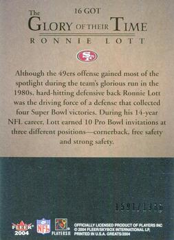 2004 Fleer Greats of the Game - Glory of Their Time #16 GOT Ronnie Lott Back