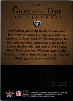 2004 Fleer Greats of the Game - Glory of Their Time #23 GOT Jim Plunkett Back