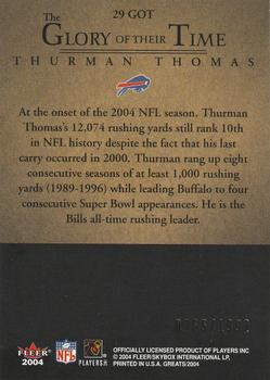 2004 Fleer Greats of the Game - Glory of Their Time #29 GOT Thurman Thomas Back