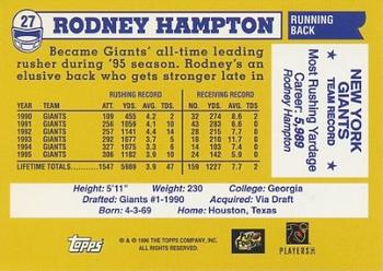 1996 Topps - 40th Anniversary Commemorative #27 Rodney Hampton Back