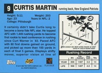 1996 Topps - 40th Anniversary Commemorative #9 Curtis Martin Back