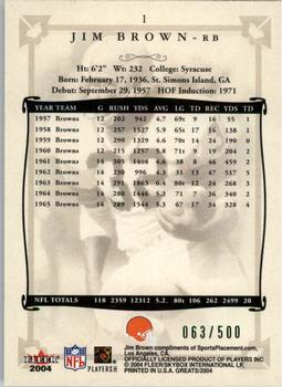 2004 Fleer Greats of the Game - Green/Red #1 Jim Brown Back