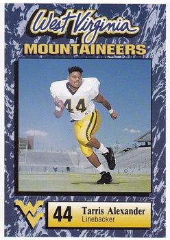 1993 West Virginia Mountaineers Program Cards #2 Tarris Alexander Front