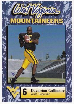 1993 West Virginia Mountaineers Program Cards #13 Daymeian Gallimore Front