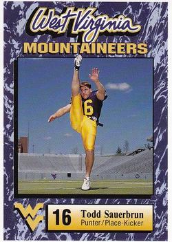 1993 West Virginia Mountaineers Program Cards #38 Todd Sauerbrun Front