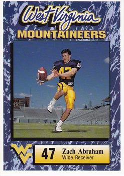 1993 West Virginia Mountaineers Big East Champions #1 Zach Abraham Front