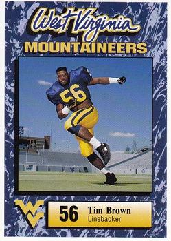 1993 West Virginia Mountaineers Big East Champions #8 Tim Brown Front