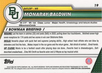 2023 Bowman University Chrome #19 Monaray Baldwin Back