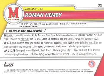 2023 Bowman University Chrome #32 Roman Hemby Back