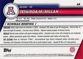 2023 Bowman University Chrome #68 Tetairoa McMillan Back