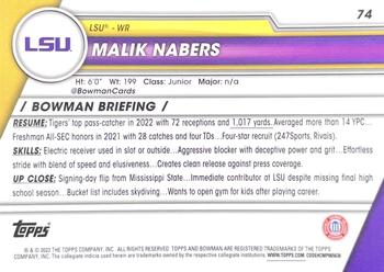 2023 Bowman University Chrome #74 Malik Nabers Back