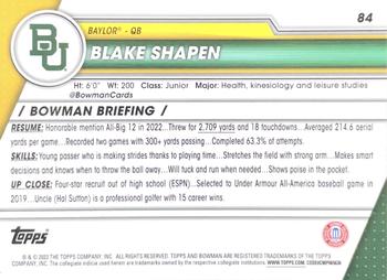 2023 Bowman University Chrome #84 Blake Shapen Back