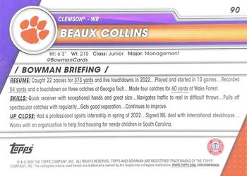 2023 Bowman University Chrome #90 Beaux Collins Back