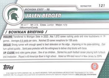 2023 Bowman University Chrome #121 Jalen Berger Back