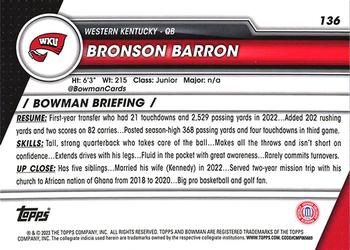 2023 Bowman University Chrome #136 Bronson Barron Back