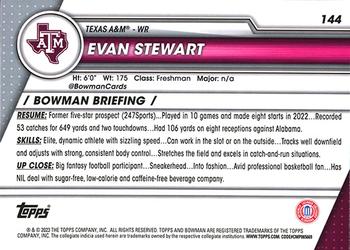 2023 Bowman University Chrome #144 Evan Stewart Back