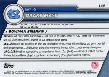 2023 Bowman University Chrome #149 Drake Maye Back