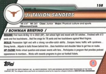 2023 Bowman University Chrome #158 Ja'Tavion Sanders Back