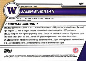 2023 Bowman University Chrome #164 Jalen McMillan Back