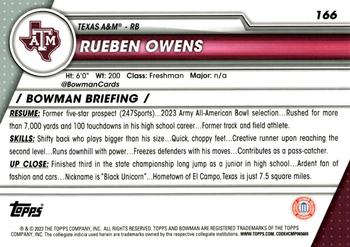 2023 Bowman University Chrome #166 Rueben Owens Back