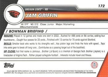 2023 Bowman University Chrome #172 Jam Griffin Back