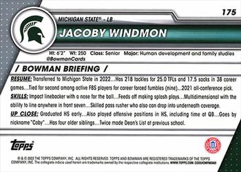 2023 Bowman University Chrome #175 Jacoby Windmon Back