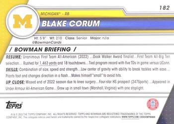 2023 Bowman University Chrome #182 Blake Corum Back