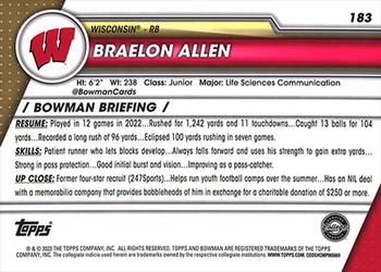 2023 Bowman University Chrome #183 Braelon Allen Back