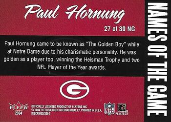 2004 Fleer Inscribed - Names of the Game #27 NG Paul Hornung Back