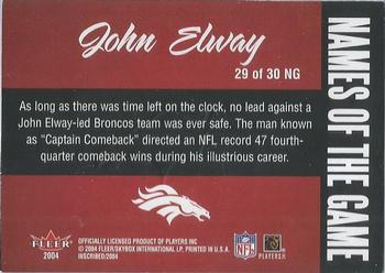 2004 Fleer Inscribed - Names of the Game #29 NG John Elway Back