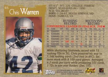 1996 Topps Chrome #65 Chris Warren Back