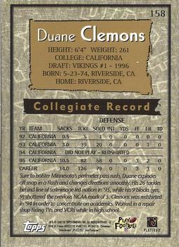 1996 Topps Chrome #158 Duane Clemons Back