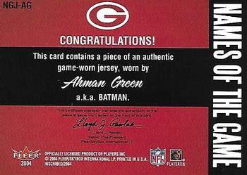 2004 Fleer Inscribed - Names of the Game Jersey Red #NGJ-AG Ahman Green Back