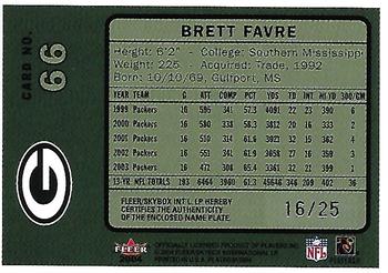 2004 Fleer Platinum - Jerseys Patch #66 Brett Favre Back